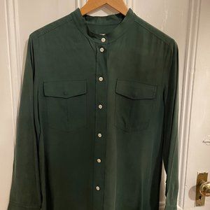 J.Crew Emerald Green Silk Button Down, Size 6